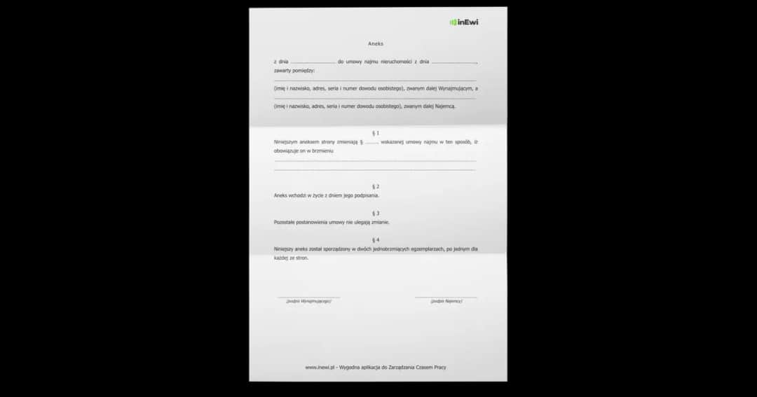 Aneks do umowy najmu okazjonalnego - Pobierz wzór PDF